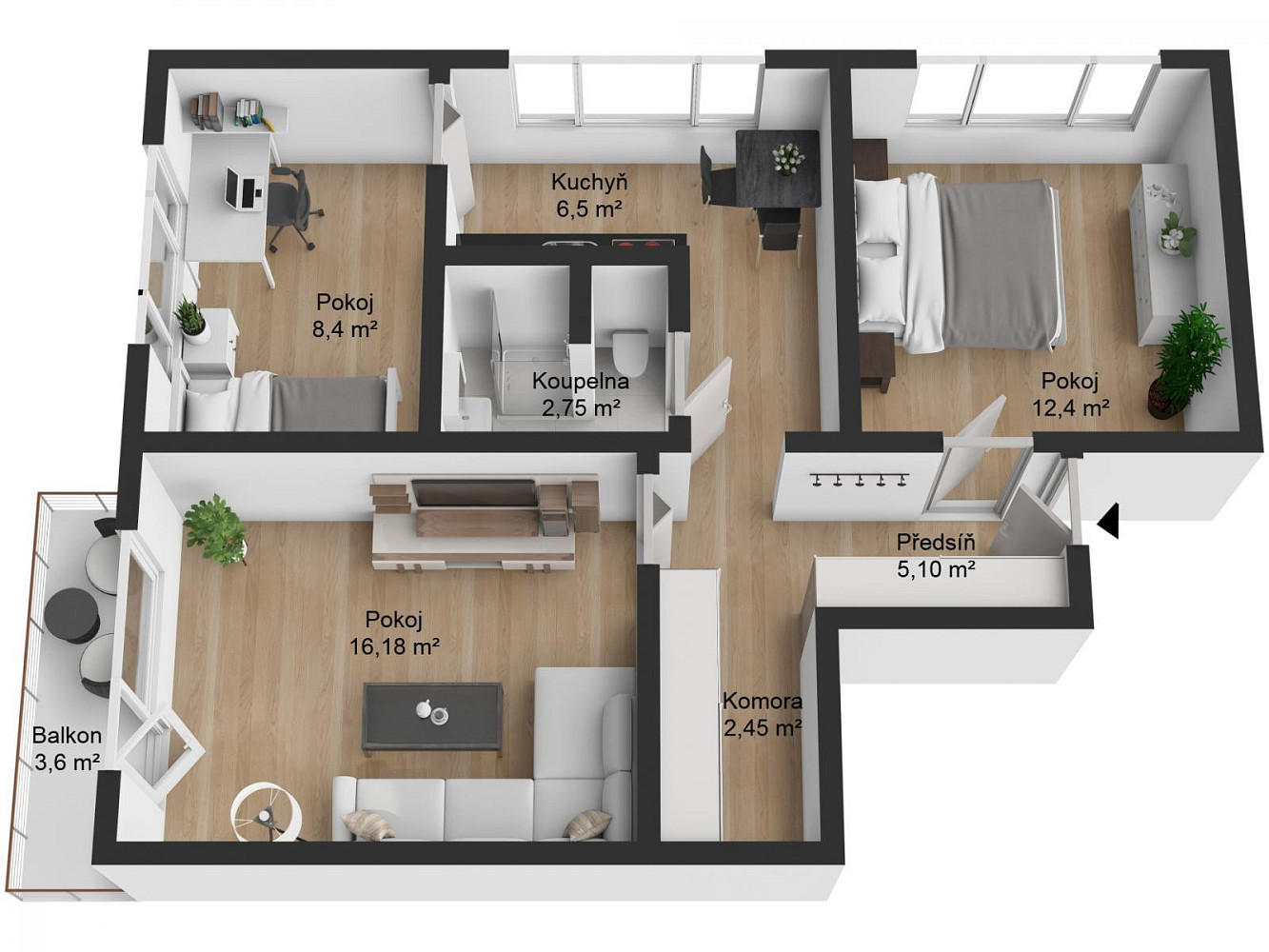 Prodej bytu 3+1 54 m² – fotografie 4
