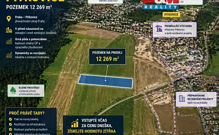 Prodej pole 12 269 m², Praha 10 - Pitkovice