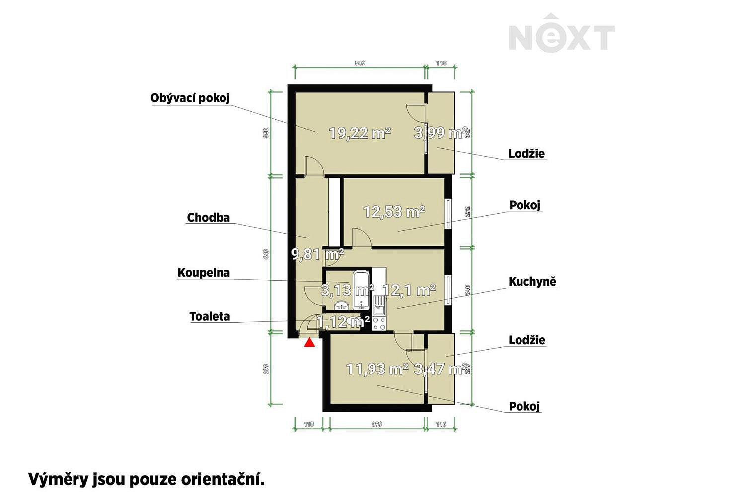Pronájem bytu 3+1 70 m² – fotografie 3