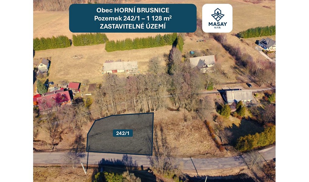 Prodej stavebního pozemku 1 128 m², Horní Brusnice – náhled fotky 2