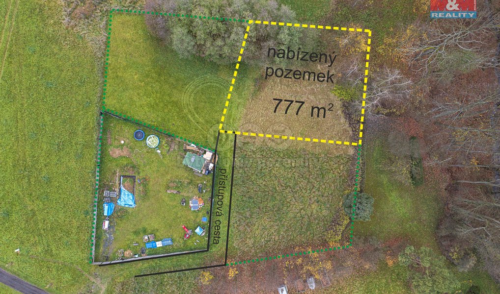 Prodej stavebního pozemku 777 m², Huntířov – náhled fotky 2