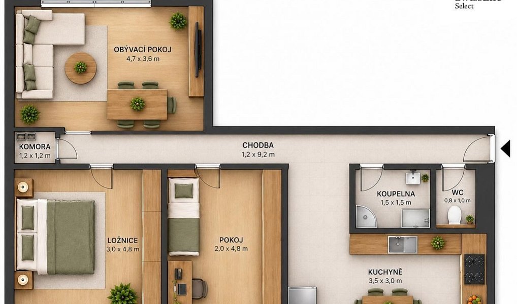 Prodej bytu 3+1 63 m², Horní Bříza – náhled fotky 4