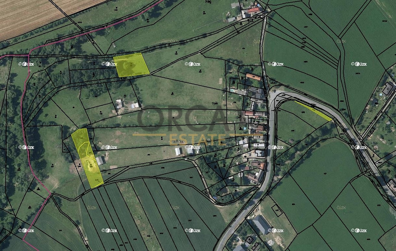 Prodej pozemků o výměře 3687 m² v k. ú. Červená Lhota u Řimic (okres Olomouc) – pohled 3
