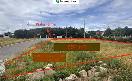 Prodej stavebního pozemku 854 m², Čím, okres Příbram