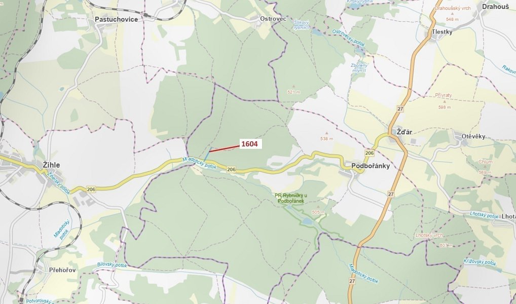 Dražba lesa, 4076 m², Plzeň-sever, Velečín