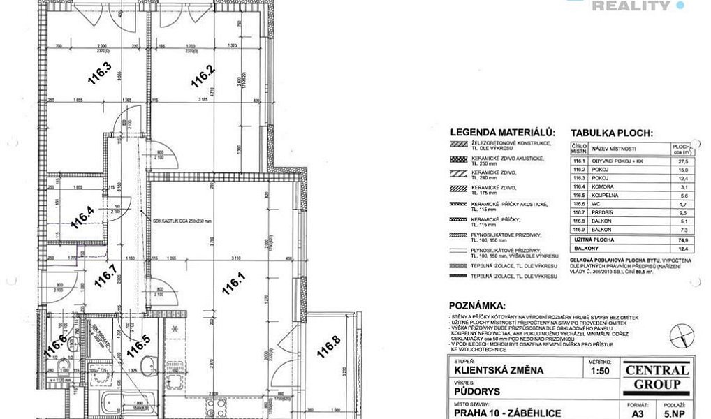 Pronájem bytu 3+kk 80 m², Praha – náhled fotky 3