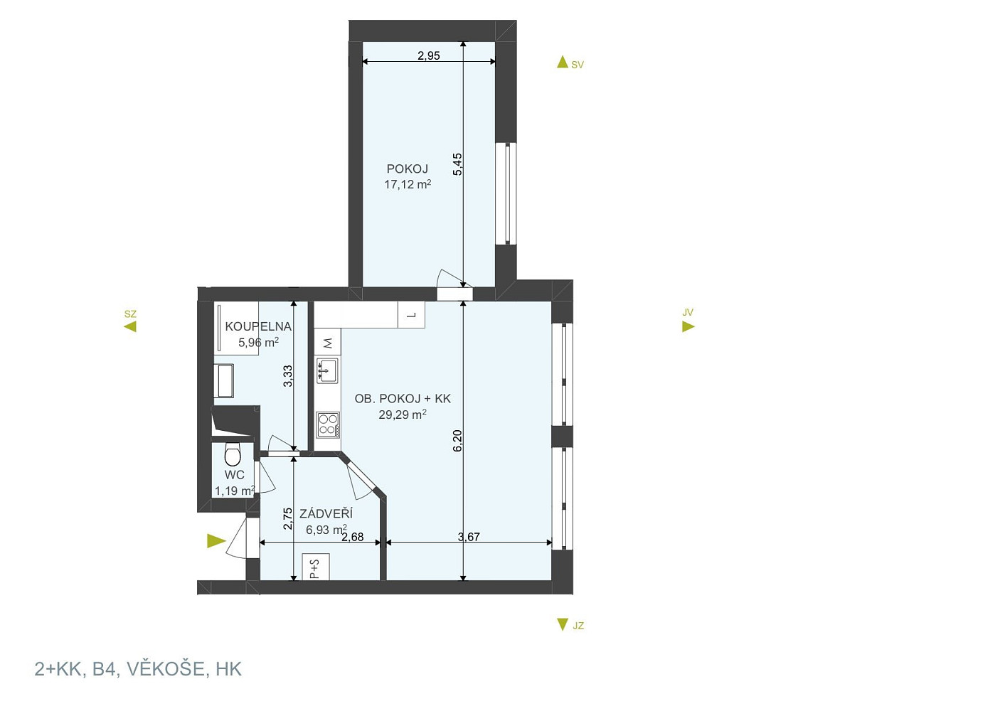 Pronájem bytu 2+kk 63 m² – fotografie 3
