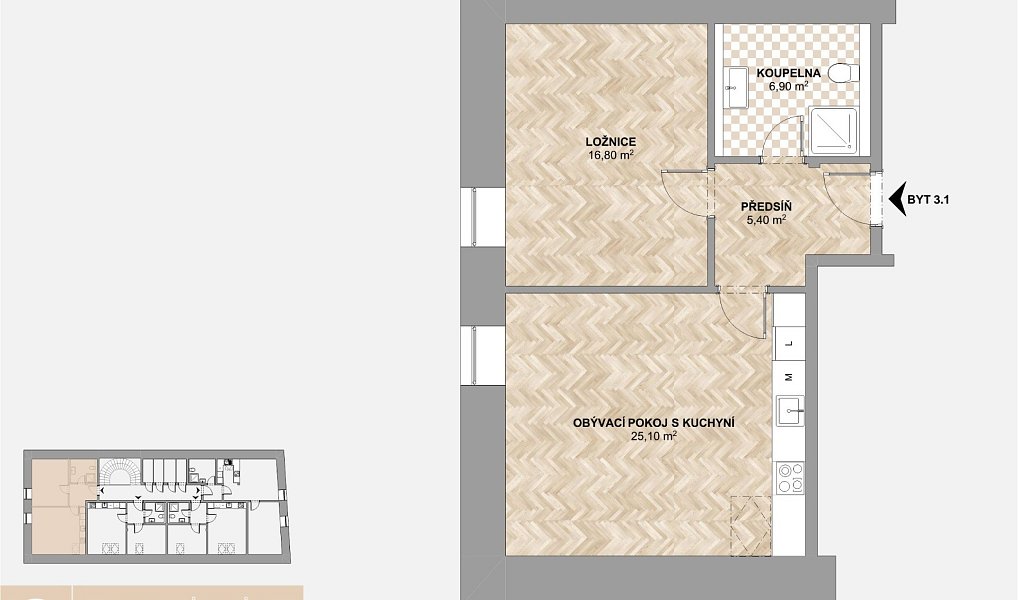 Pronájem bytu 2+kk 63 m², Kostelec nad Orlicí – náhled fotky 3