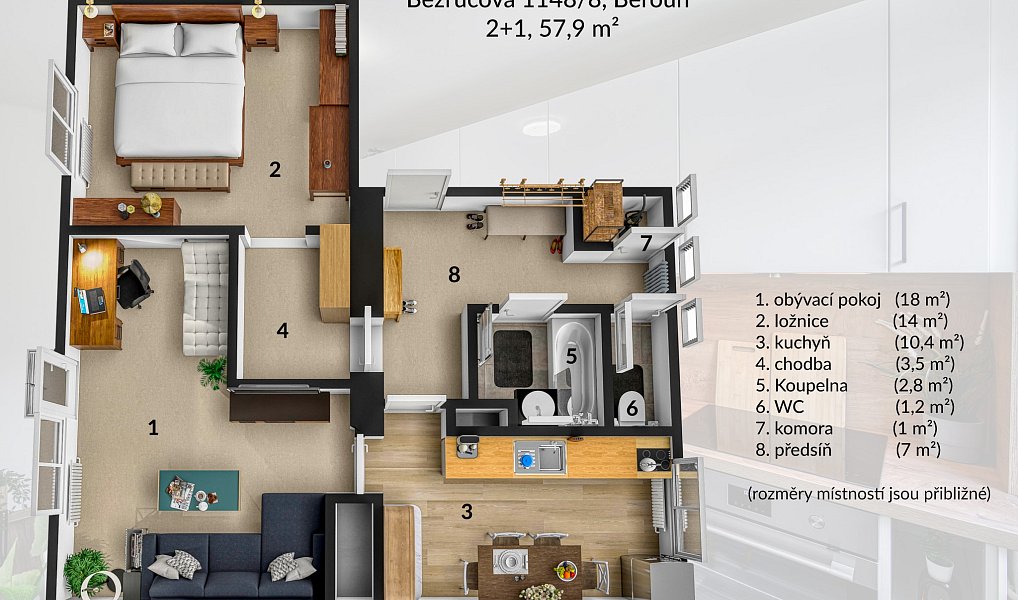 Pronájem bytu 2+1 57 m², Beroun – náhled fotky 36