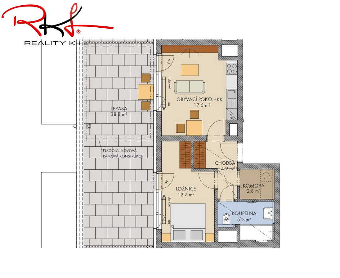 Pronájem bytu 2+kk 46 m² – fotografie 3