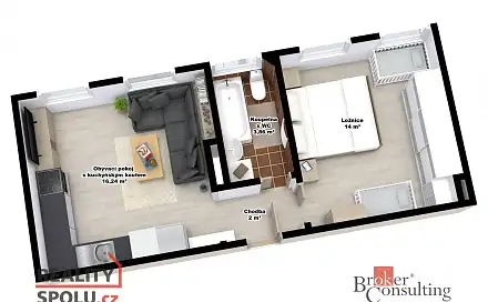 Prodej bytu 2+kk 36 m², Nový domov, Chrastava, okres Liberec