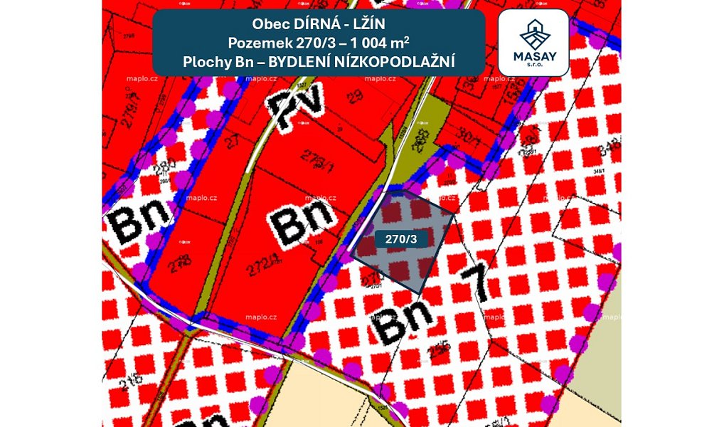Prodej stavebního pozemku 1 004 m², Dírná – náhled fotky 2