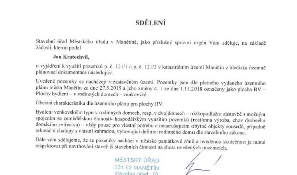 Prodej stavebního pozemku 668 m², Manětín – náhled fotky 8