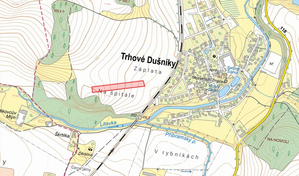 Prodej pole 8 631 m², Trhové Dušníky – náhled fotky 2