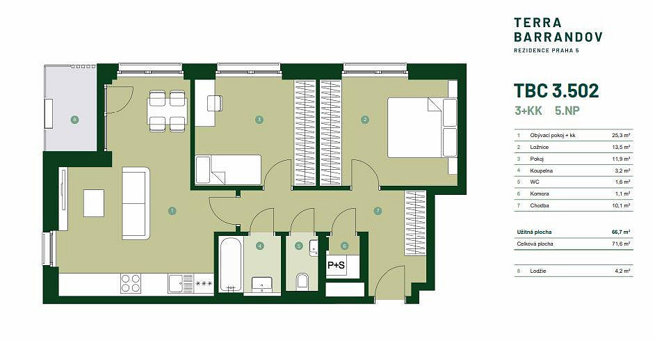 Prodej bytu 3+kk 67 m² – pohled 2