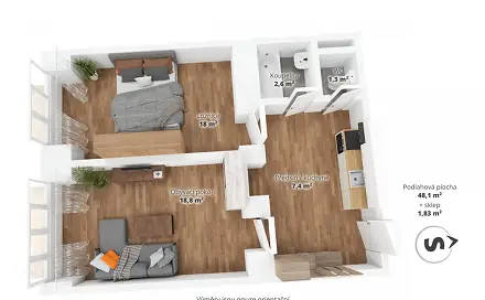 Prodej bytu 2+kk 48 m²