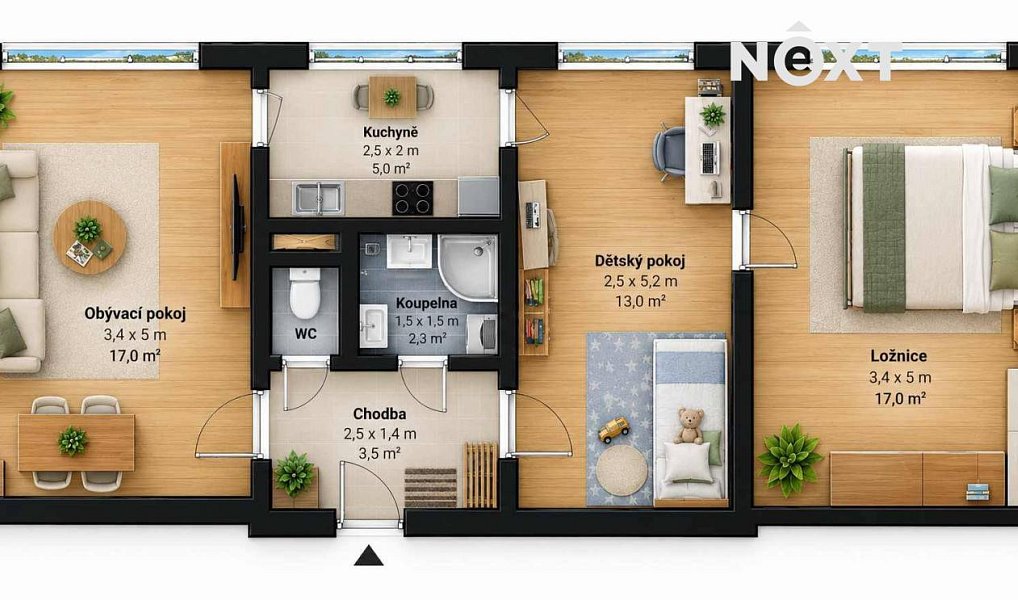Prodej bytu 3+1 58 m², Bohumilice – náhled fotky 3