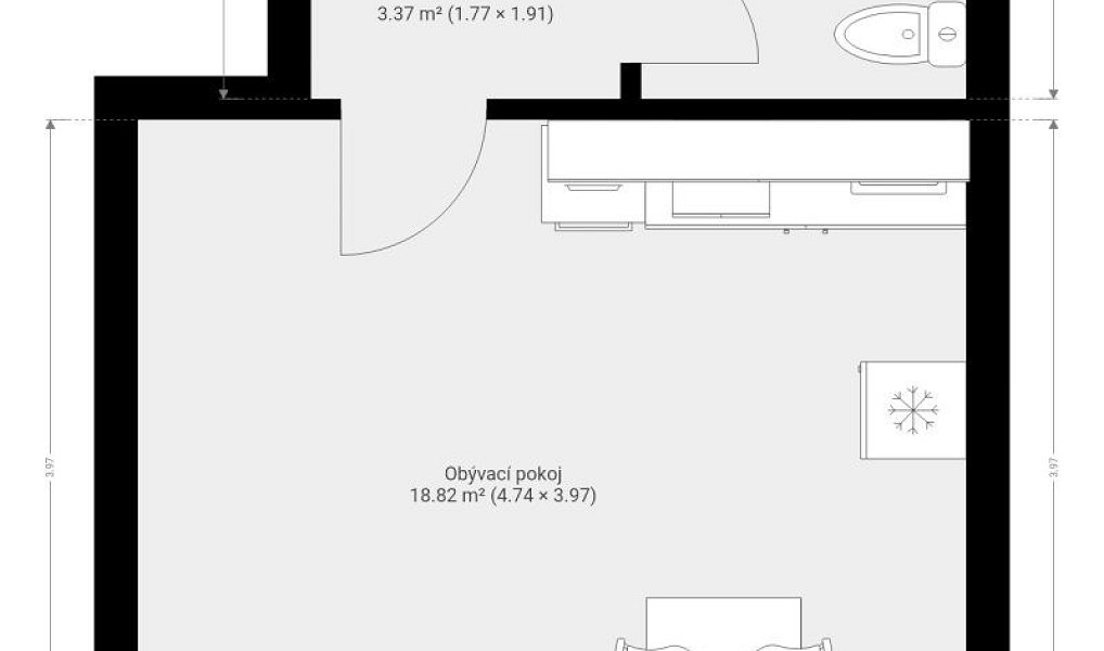 Pronájem bytu 1+kk 26 m², Brno – náhled fotky 12