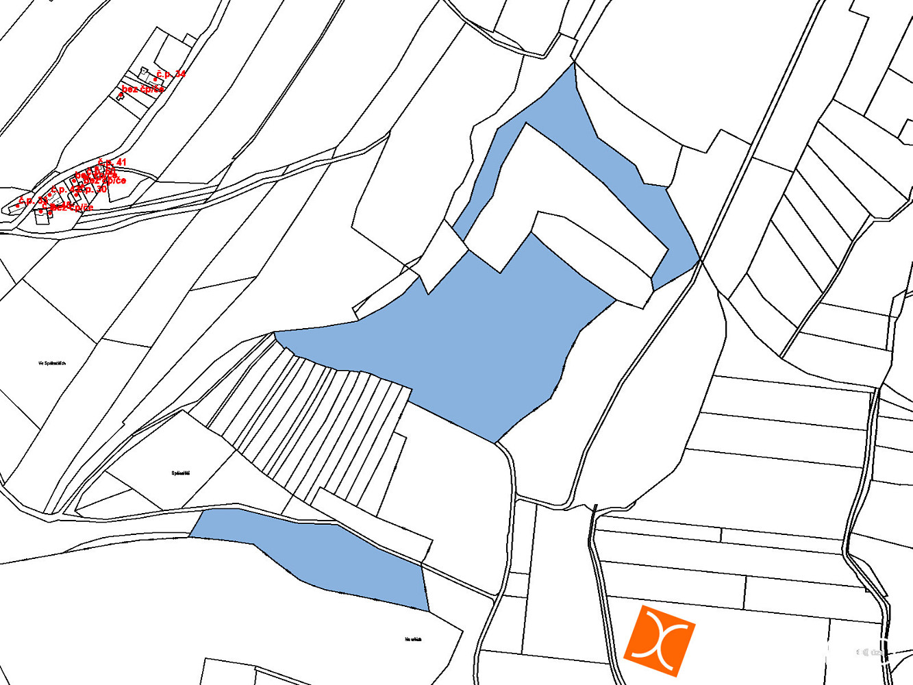 Prodej 1/13 pozemků 7177 m² – pohled 2