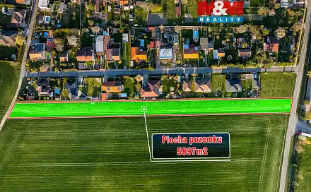 Prodej stavebního pozemku 5 897 m², Moravany, okres Pardubice