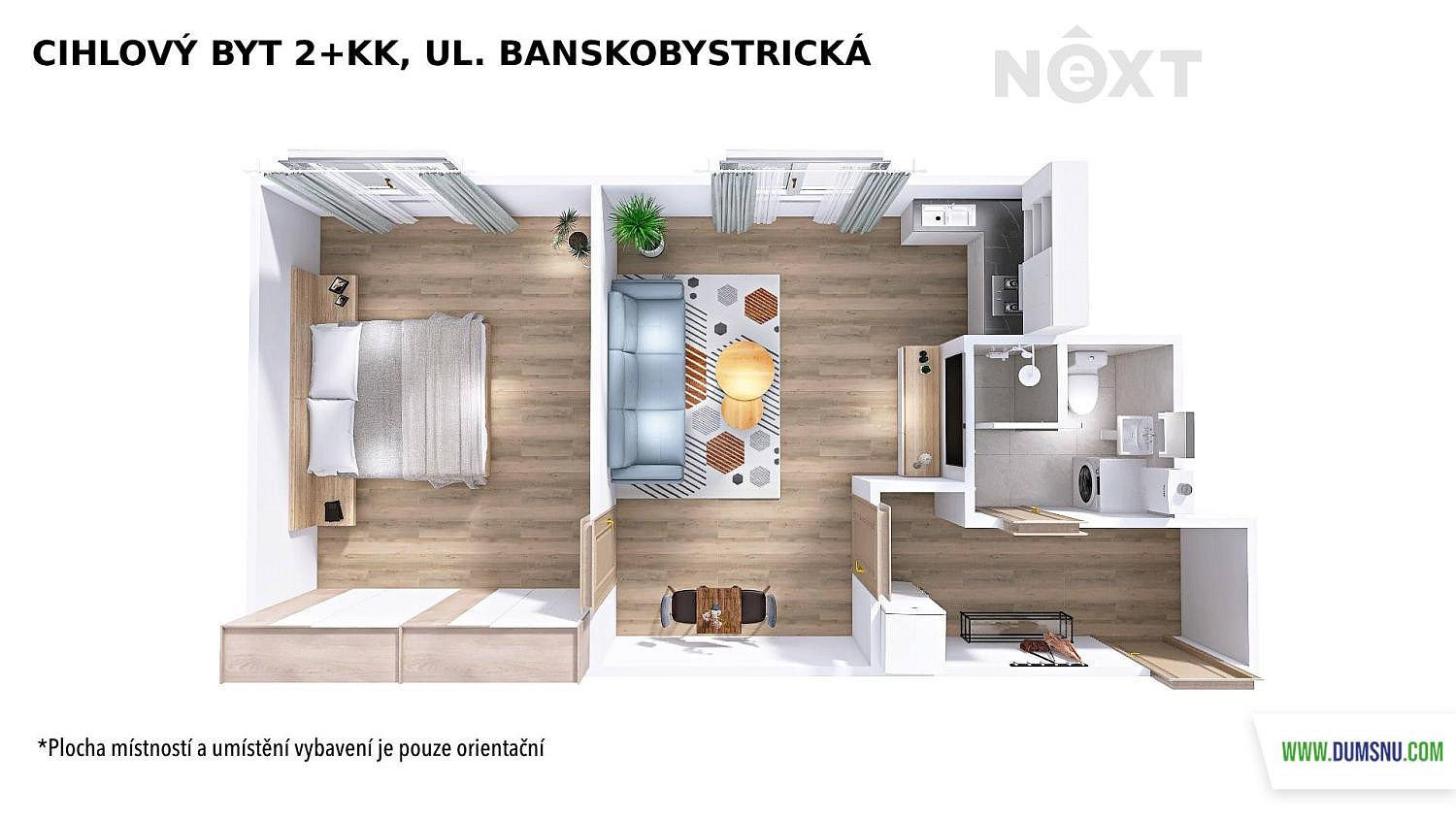 Prodej bytu 2+kk 44 m² – pohled 3