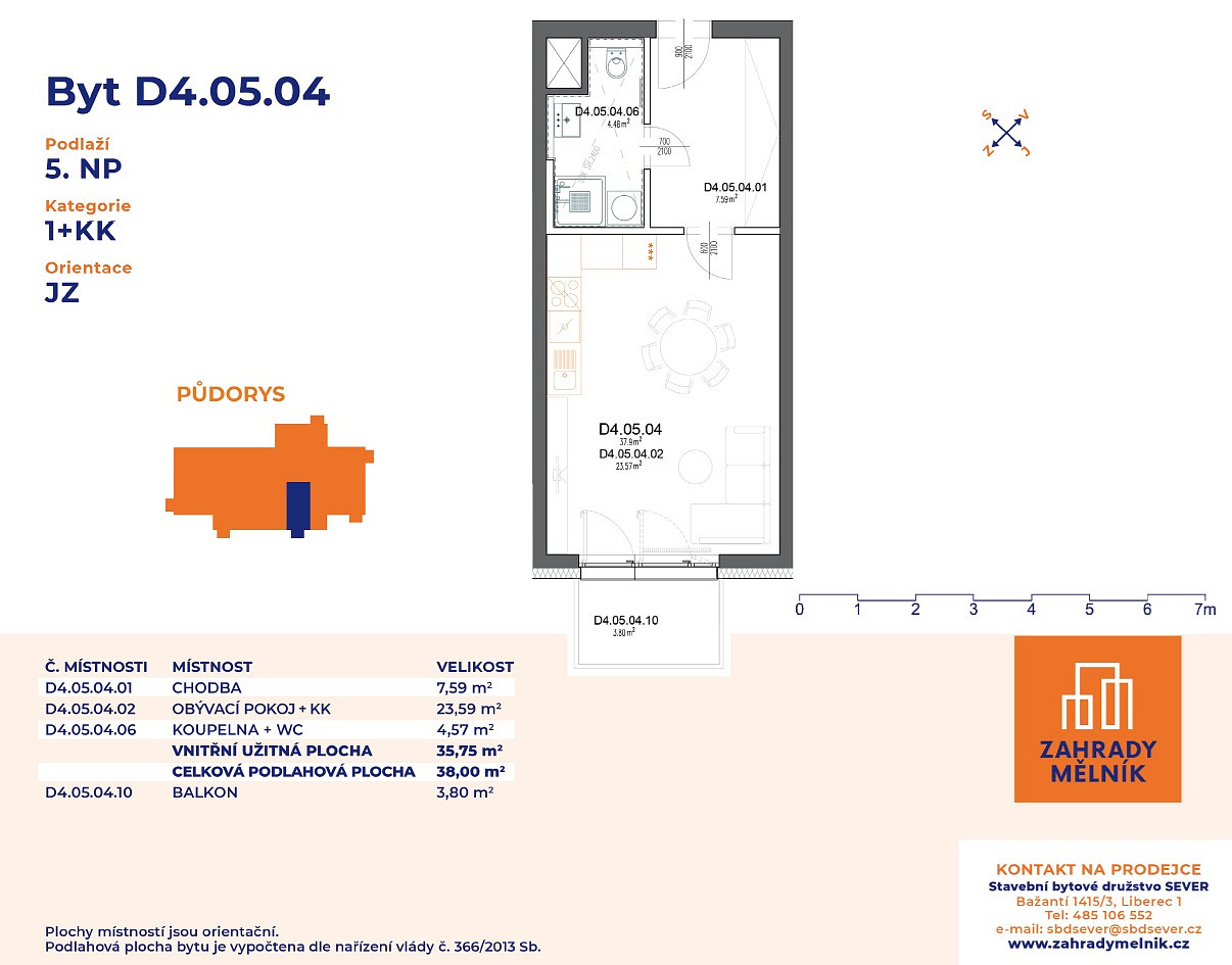 Prodej bytu 1+kk 38 m² – pohled 6
