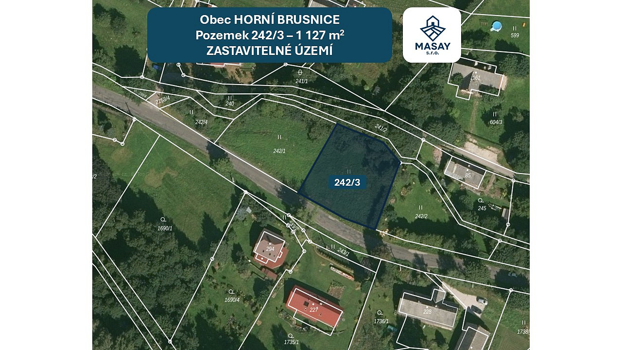 Prodej stavebního pozemku 1 127 m²