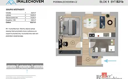 Prodej bytu 2+kk 44 m², Prokopa Velikého, Český Brod, okres Kolín
