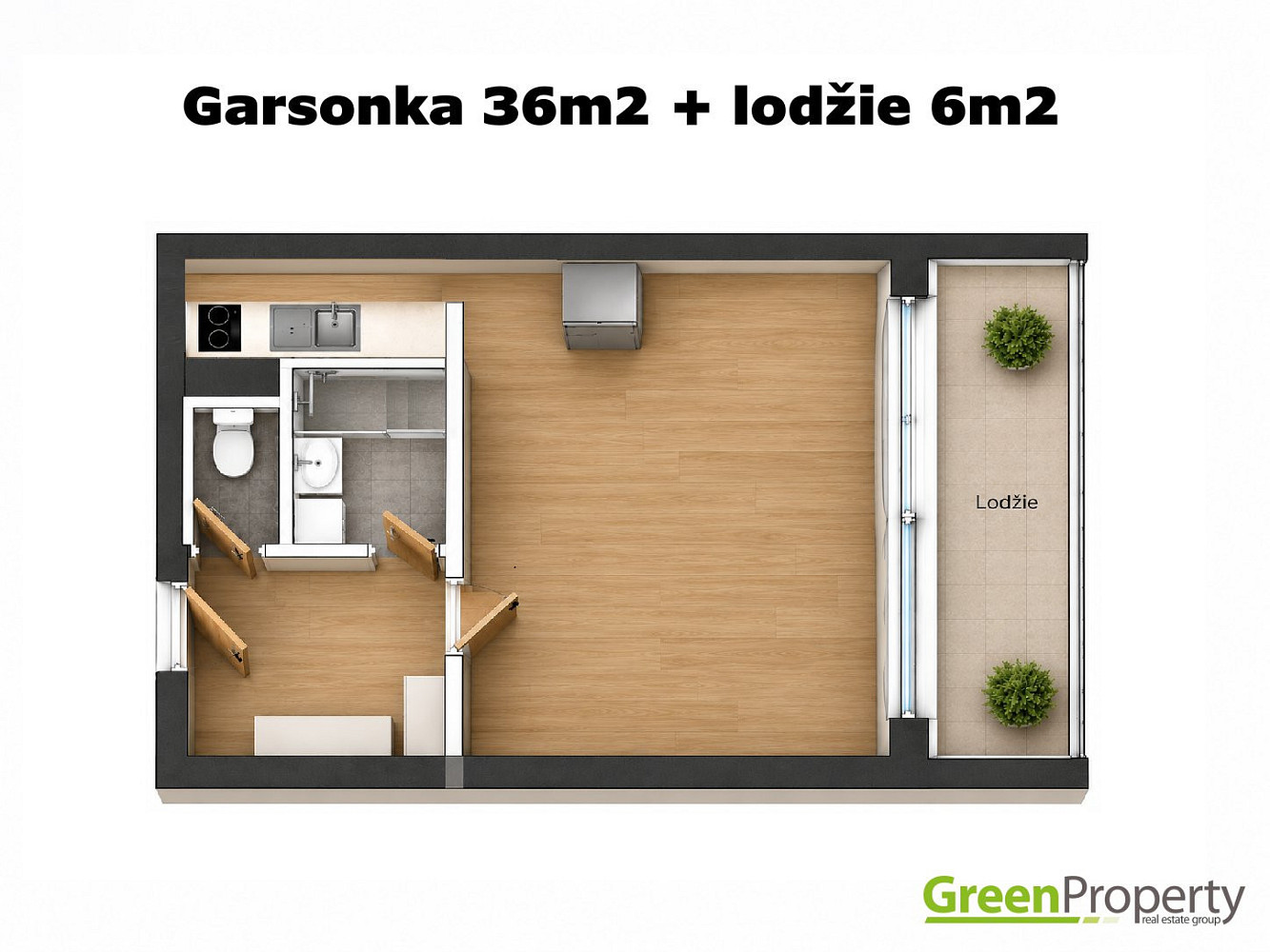 Pronájem bytu 1+kk 36 m² – fotografie 2