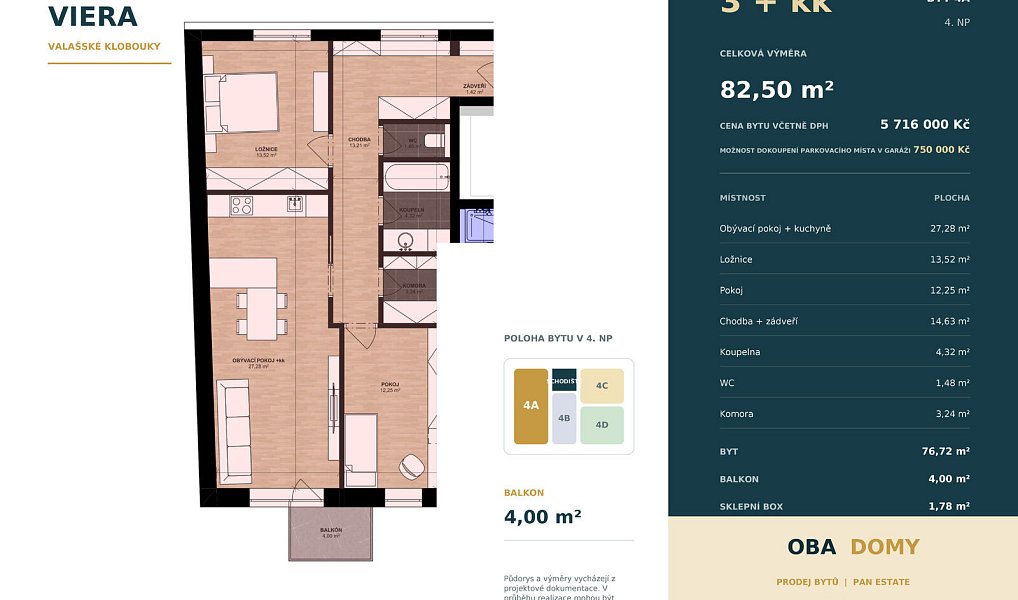 Prodej bytu 3+kk 77 m², Valašské Klobouky – náhled fotky 6