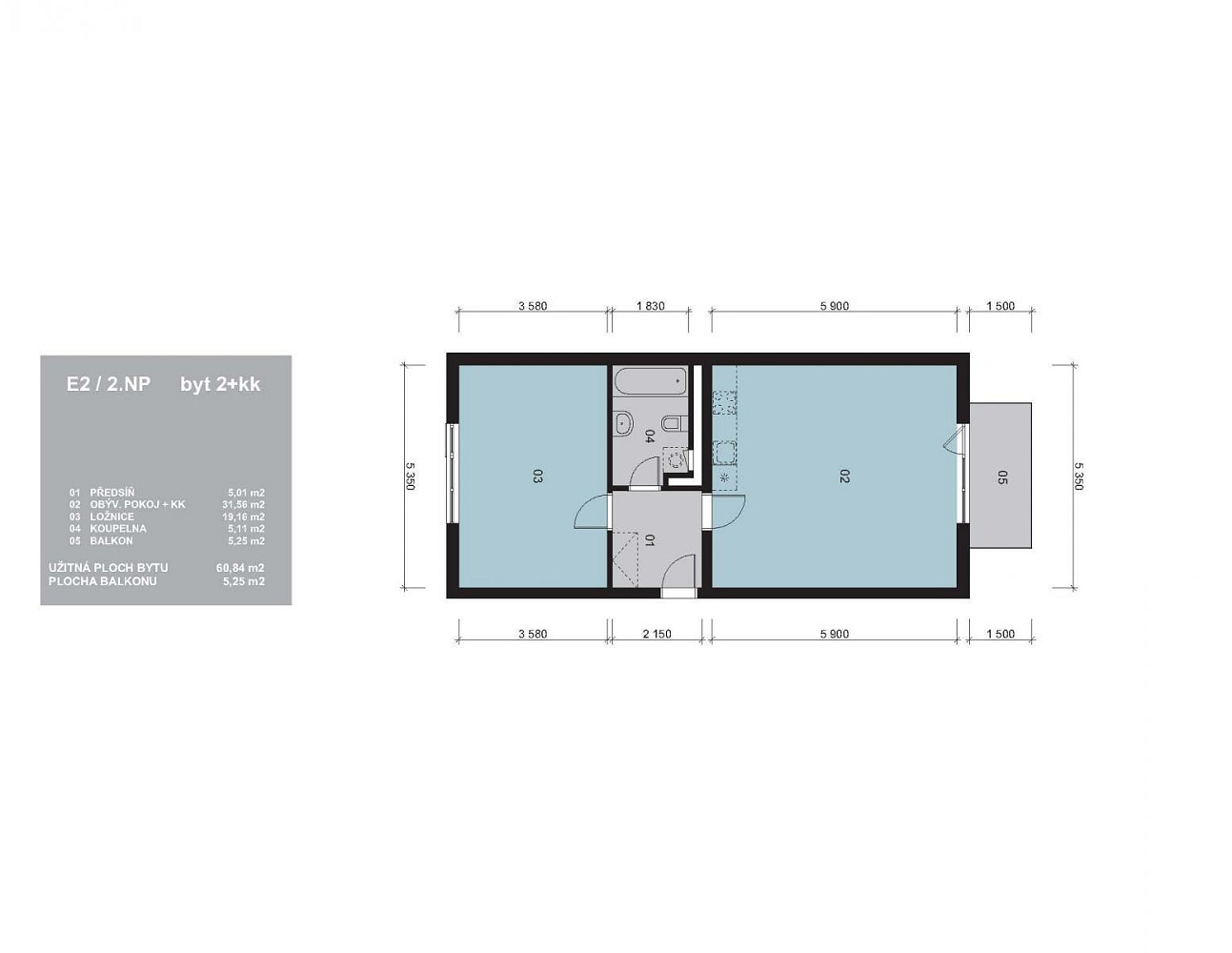 Pronájem bytu 2+kk 61 m² — photo 3