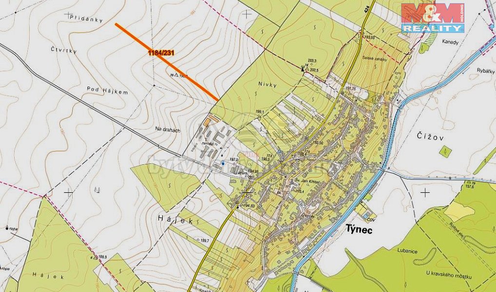 Prodej pole 786 m², Týnec – náhled fotky 2