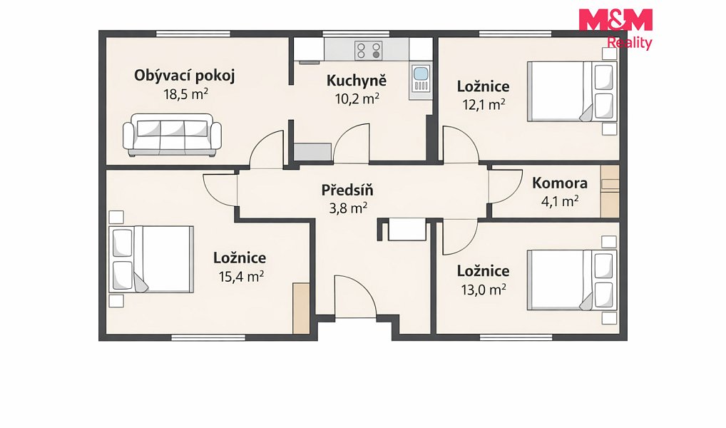Prodej domu 89 m² s pozemkem 304 m², Pnětluky – náhled fotky 8