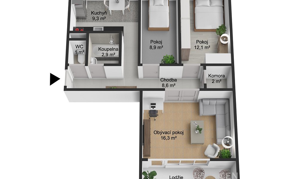 Prodej bytu 3+1 61 m², Dobřany – náhled fotky 6