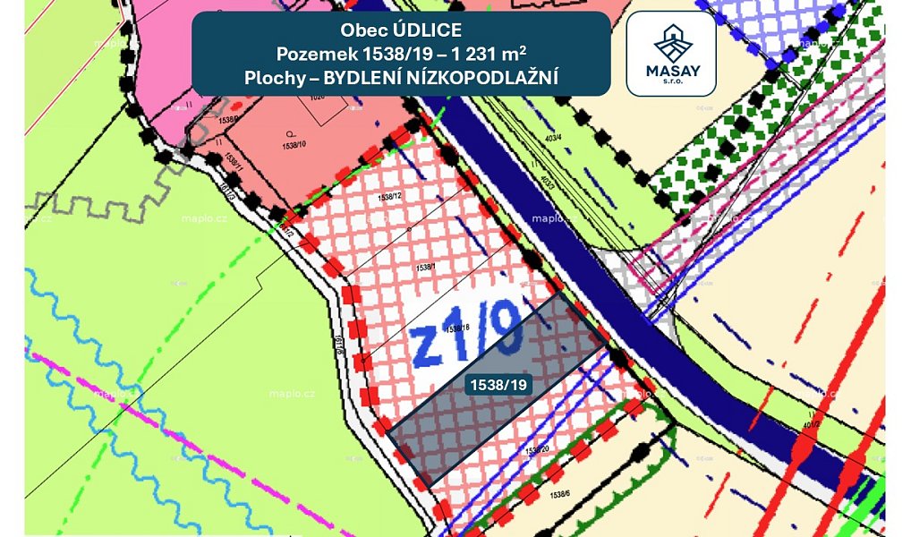 Prodej stavebního pozemku 1 231 m², Údlice – náhled fotky 2