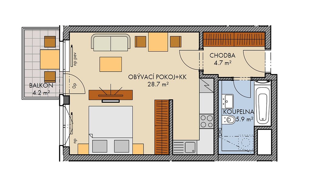 Prodej bytu 1+kk 44 m², Praha – náhled fotky 2