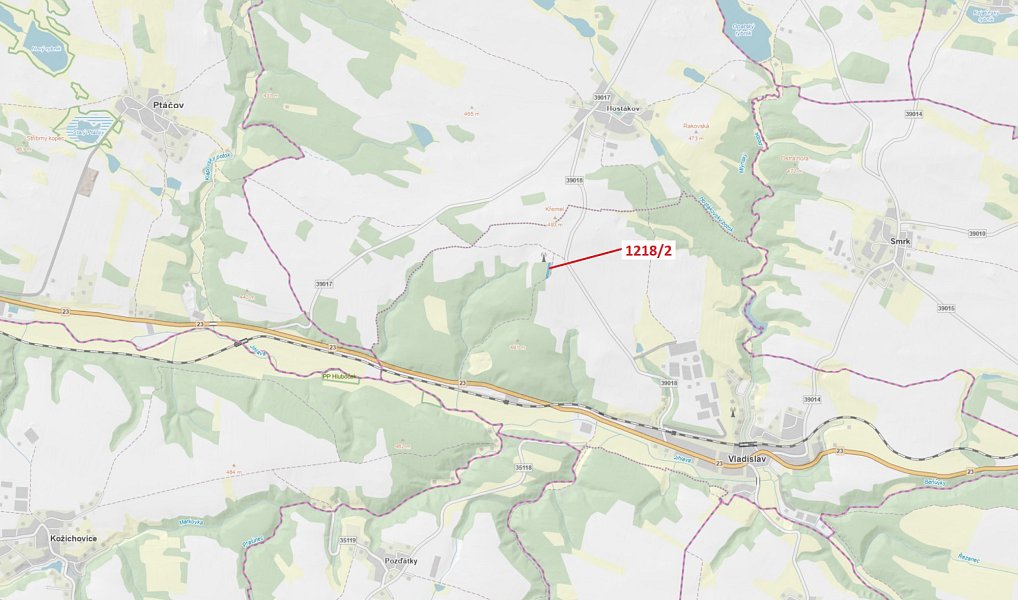 Dražba lesa, 1414 m², Třebíč, Vladislav