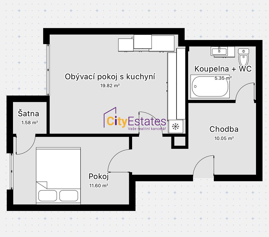 Prodej bytu 2+kk 52 m² – fotografie 3