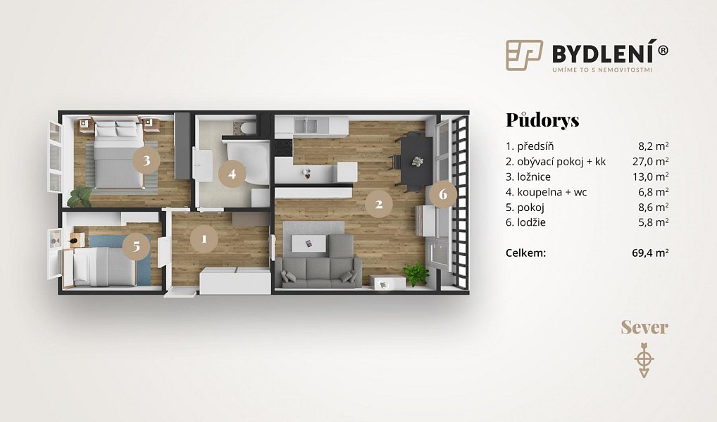 Prodej bytu 3+1 70 m², Teplice – náhled fotky 3