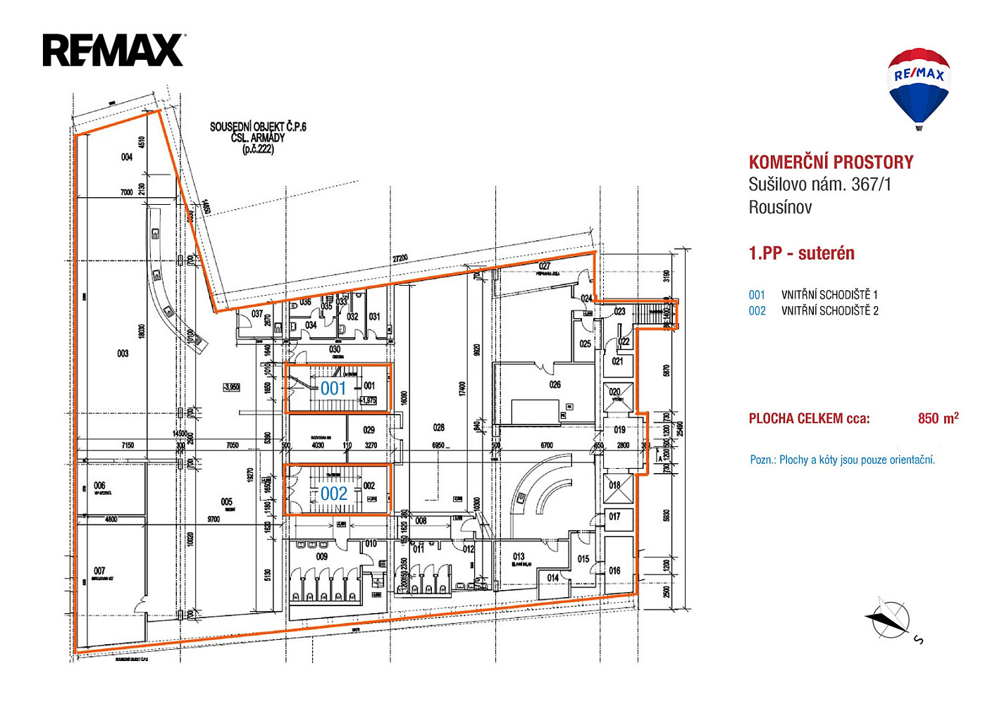 Komerční prostory 850 m² v centru Rousínova – pohled 4