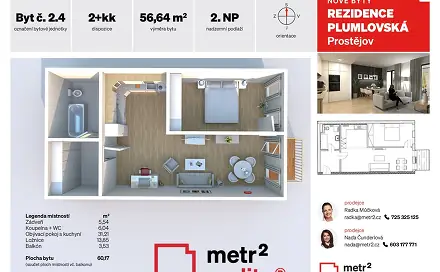Prodej bytu 2+kk 60 m², Plumlovská, Prostějov