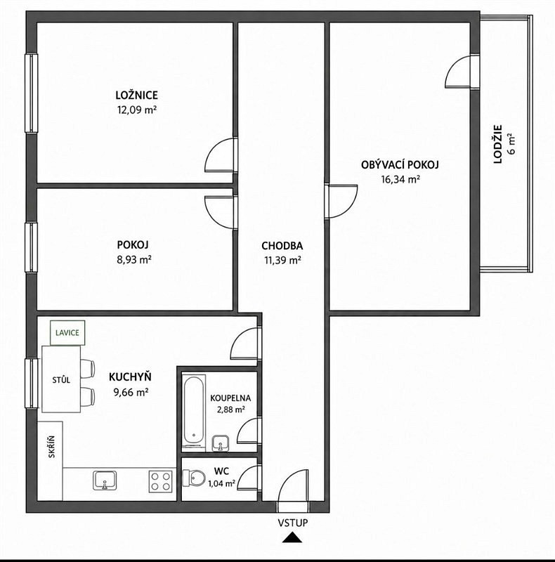 Pronájem bytu 3+1 66 m² — photo 2