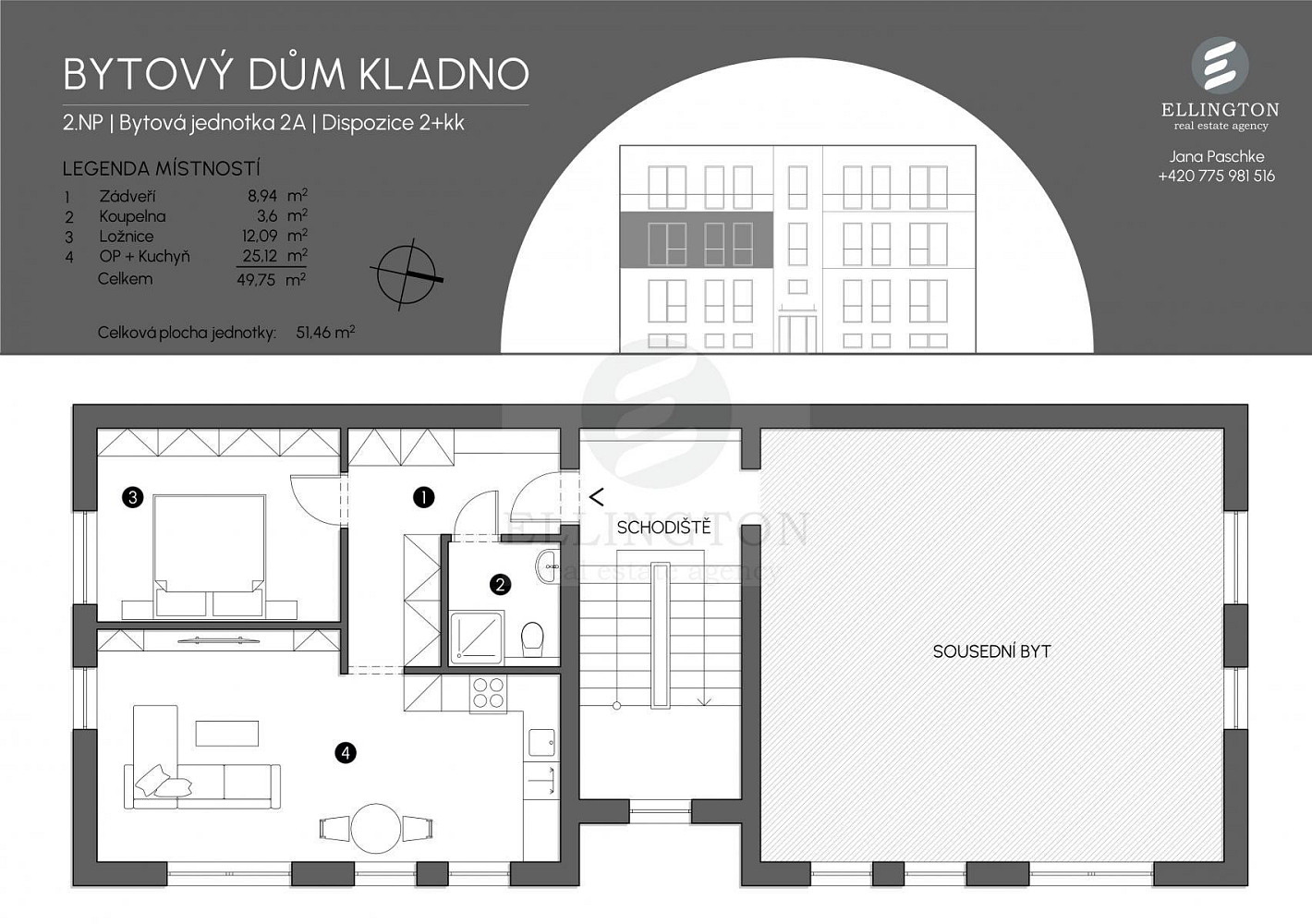 Prodej bytu 2+kk 50 m² – další