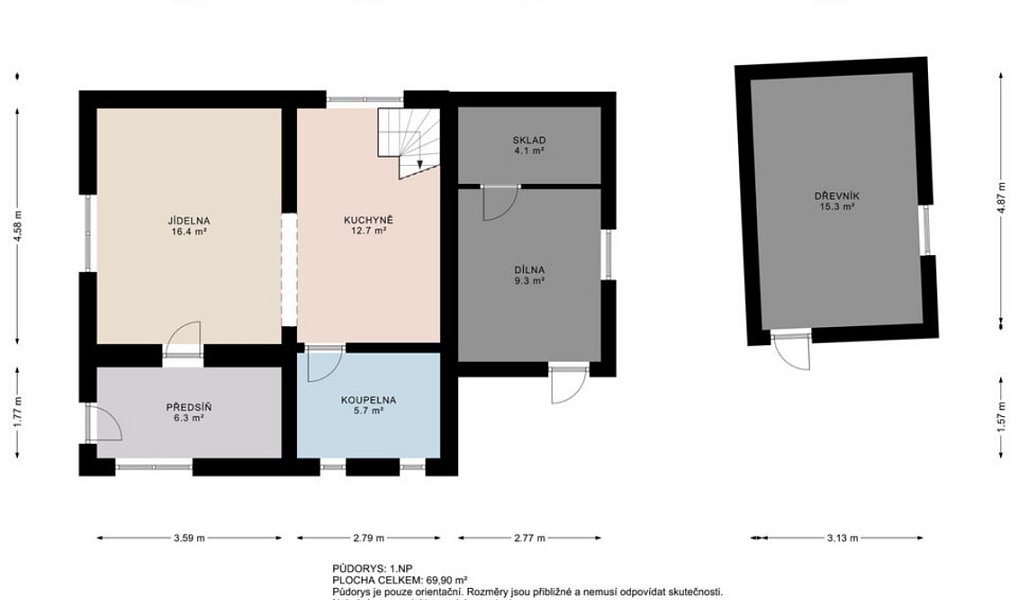 Prodej chaty/chalupy 88 m² s pozemkem 1 066 m², Malšice – náhled fotky 2