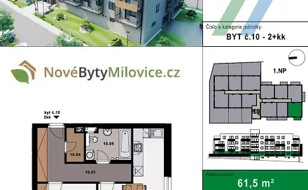Prodej bytu 2+kk 57 m², Sportovní, Milovice - Mladá, okres Nymburk